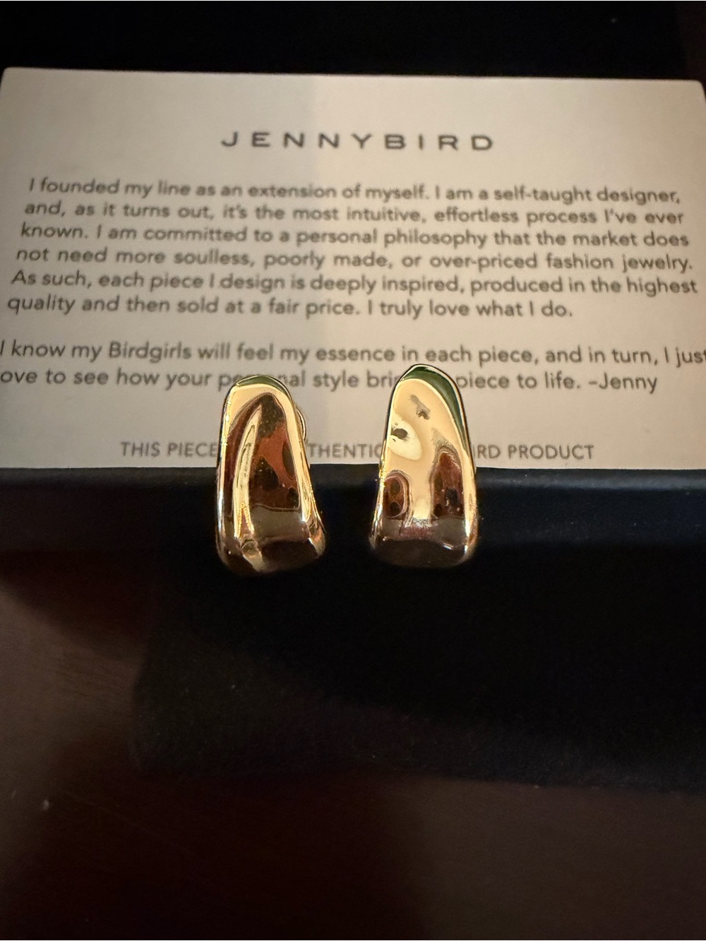 Jenny Bird Juno hugggie Polished Gold Sculptural Hoop Studs